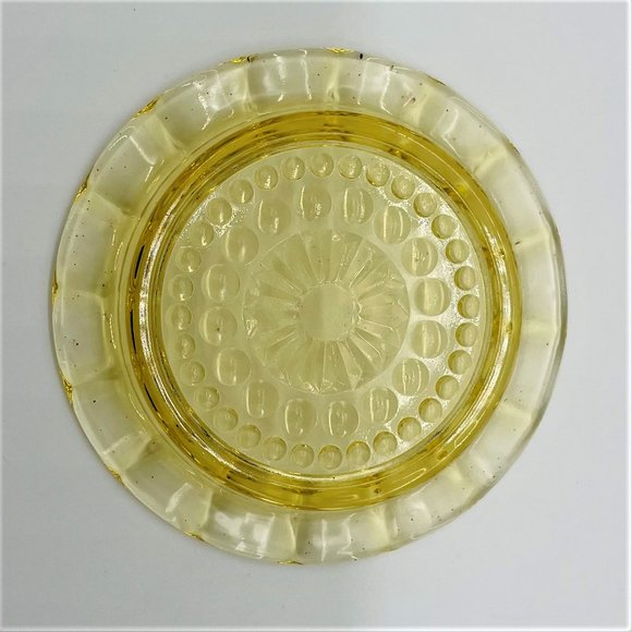 Rare Vintage 4" Amber Gold 17 Slot Bowling Alley Glass Ash Tray - Picture 2 of 4